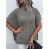 imageANRABESS Womens Oversized Short Batwing Sleeve Sweater Mock Neck Casual 2024 Summer Fall Knit Sleeveless Pullover Vest TopsGrey