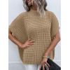 imageANRABESS Womens Oversized Short Batwing Sleeve Sweater Mock Neck Casual 2024 Summer Fall Knit Sleeveless Pullover Vest TopsKhaki