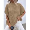 imageANRABESS Womens Oversized Short Batwing Sleeve Sweater Mock Neck Casual 2024 Summer Fall Knit Sleeveless Pullover Vest TopsKhaki