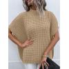 imageANRABESS Womens Oversized Short Batwing Sleeve Sweater Mock Neck Casual 2024 Summer Fall Knit Sleeveless Pullover Vest TopsLight Khaki