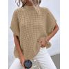 imageANRABESS Womens Oversized Short Batwing Sleeve Sweater Mock Neck Casual 2024 Summer Fall Knit Sleeveless Pullover Vest TopsLight Khaki