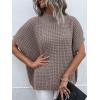 imageANRABESS Womens Oversized Short Batwing Sleeve Sweater Mock Neck Casual 2024 Summer Fall Knit Sleeveless Pullover Vest TopsNutmeg