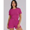 imageANRABESS Womens Summer Casual Dressy Short Sleeve Tshirt One Piece Rompers Jumpsuit Beach Travel Vacation Outfits 2025Hot Pink