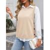 imageANRABESS Womens Sweater Vest Summer Sleeveless Crewneck Ribbed Knit Side Button Pullover Tank Tops 2025 OutfitsBeige