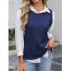 imageANRABESS Womens Sweater Vest Summer Sleeveless Crewneck Ribbed Knit Side Button Pullover Tank Tops 2025 OutfitsNavy Blue