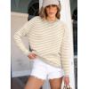 imageANRABESS Womens Sweaters Striped Color Block Long Sleeve Crewneck Casual Loose Knitted Pullover Shirts 2025 Fall Trendy TopsApricot White Grey