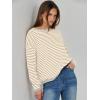 imageANRABESS Womens Sweaters Striped Color Block Long Sleeve Crewneck Casual Loose Knitted Pullover Shirts 2025 Fall Trendy TopsApricot White Grey