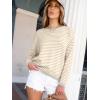 imageANRABESS Womens Sweaters Striped Color Block Long Sleeve Crewneck Casual Loose Knitted Pullover Shirts 2025 Fall Trendy TopsApricot White Grey