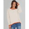 imageANRABESS Womens Sweaters Striped Color Block Long Sleeve Crewneck Casual Loose Knitted Pullover Shirts 2025 Fall Trendy TopsApricot White Orange