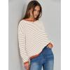 imageANRABESS Womens Sweaters Striped Color Block Long Sleeve Crewneck Casual Loose Knitted Pullover Shirts 2025 Fall Trendy TopsApricot White Orange