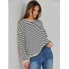 imageANRABESS Womens Sweaters Striped Color Block Long Sleeve Crewneck Casual Loose Knitted Pullover Shirts 2025 Fall Trendy TopsBlack White Apricot