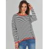 imageANRABESS Womens Sweaters Striped Color Block Long Sleeve Crewneck Casual Loose Knitted Pullover Shirts 2025 Fall Trendy TopsBlack White Orange