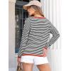 imageANRABESS Womens Sweaters Striped Color Block Long Sleeve Crewneck Casual Loose Knitted Pullover Shirts 2025 Fall Trendy TopsBlack White Orange