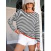imageANRABESS Womens Sweaters Striped Color Block Long Sleeve Crewneck Casual Loose Knitted Pullover Shirts 2025 Fall Trendy TopsBlack White Orange
