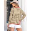 imageANRABESS Womens Sweaters Striped Color Block Long Sleeve Crewneck Casual Loose Knitted Pullover Shirts 2025 Fall Trendy TopsBrown White Orange