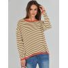 imageANRABESS Womens Sweaters Striped Color Block Long Sleeve Crewneck Casual Loose Knitted Pullover Shirts 2025 Fall Trendy TopsBrown White Orange