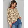 imageANRABESS Womens Sweaters Striped Color Block Long Sleeve Crewneck Casual Loose Knitted Pullover Shirts 2025 Fall Trendy TopsBrown White Orange