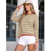 imageANRABESS Womens Sweaters Striped Color Block Long Sleeve Crewneck Casual Loose Knitted Pullover Shirts 2025 Fall Trendy TopsBrown White Orange