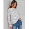 imageANRABESS Womens Sweaters Striped Color Block Long Sleeve Crewneck Casual Loose Knitted Pullover Shirts 2025 Fall Trendy TopsGrey White Apricot