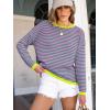 imageANRABESS Womens Sweaters Striped Color Block Long Sleeve Crewneck Casual Loose Knitted Pullover Shirts 2025 Fall Trendy TopsPink Green