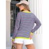imageANRABESS Womens Sweaters Striped Color Block Long Sleeve Crewneck Casual Loose Knitted Pullover Shirts 2025 Fall Trendy TopsPink Green