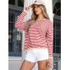 imageANRABESS Womens Sweaters Striped Color Block Long Sleeve Crewneck Casual Loose Knitted Pullover Shirts 2025 Fall Trendy TopsRed White Apricot