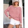 imageANRABESS Womens Sweaters Striped Color Block Long Sleeve Crewneck Casual Loose Knitted Pullover Shirts 2025 Fall Trendy TopsRed White Apricot