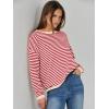 imageANRABESS Womens Sweaters Striped Color Block Long Sleeve Crewneck Casual Loose Knitted Pullover Shirts 2025 Fall Trendy TopsRed White Apricot