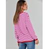 imageANRABESS Womens Sweaters Striped Color Block Long Sleeve Crewneck Casual Loose Knitted Pullover Shirts 2025 Fall Trendy TopsRed White Pink