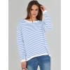 imageANRABESS Womens Sweaters Striped Color Block Long Sleeve Crewneck Casual Loose Knitted Pullover Shirts 2025 Fall Trendy TopsWhite Blue