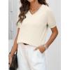 imageANRABESS Womens Wool Blend Tops Short Sleeve V Neck Soft Business Dressy Casual Pullover Sweater 2025 Trendy OutfitsBeige
