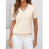 imageANRABESS Womens Wool Blend Tops Short Sleeve V Neck Soft Business Dressy Casual Pullover Sweater 2025 Trendy OutfitsBeige