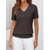 imageANRABESS Womens Wool Blend Tops Short Sleeve V Neck Soft Business Dressy Casual Pullover Sweater 2025 Trendy OutfitsDark Brown