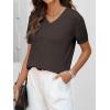 imageANRABESS Womens Wool Blend Tops Short Sleeve V Neck Soft Business Dressy Casual Pullover Sweater 2025 Trendy OutfitsDark Brown