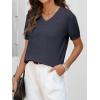 imageANRABESS Womens Wool Blend Tops Short Sleeve V Neck Soft Business Dressy Casual Pullover Sweater 2025 Trendy OutfitsDark Gray