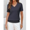 imageANRABESS Womens Wool Blend Tops Short Sleeve V Neck Soft Business Dressy Casual Pullover Sweater 2025 Trendy OutfitsDark Gray