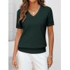 imageANRABESS Womens Wool Blend Tops Short Sleeve V Neck Soft Business Dressy Casual Pullover Sweater 2025 Trendy OutfitsDark Green