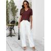 imageANRABESS Womens Wool Blend Tops Short Sleeve V Neck Soft Business Dressy Casual Pullover Sweater 2025 Trendy OutfitsDark Red