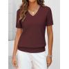imageANRABESS Womens Wool Blend Tops Short Sleeve V Neck Soft Business Dressy Casual Pullover Sweater 2025 Trendy OutfitsDark Red