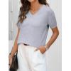 imageANRABESS Womens Wool Blend Tops Short Sleeve V Neck Soft Business Dressy Casual Pullover Sweater 2025 Trendy OutfitsGray