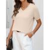 imageANRABESS Womens Wool Blend Tops Short Sleeve V Neck Soft Business Dressy Casual Pullover Sweater 2025 Trendy OutfitsLight Khaki