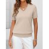 imageANRABESS Womens Wool Blend Tops Short Sleeve V Neck Soft Business Dressy Casual Pullover Sweater 2025 Trendy OutfitsLight Khaki
