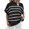 imageANRABESS Womens Oversized Short Batwing Sleeve Sweater Mock Neck Casual 2024 Summer Fall Knit Sleeveless Pullover Vest TopsBlack White Stripe