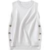 imageANRABESS Womens Sweater Vest Summer Sleeveless Crewneck Ribbed Knit Side Button Pullover Tank Tops 2025 OutfitsWhite
