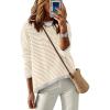 imageANRABESS Womens Sweaters Striped Color Block Long Sleeve Crewneck Casual Loose Knitted Pullover Shirts 2025 Fall Trendy TopsApricot White Grey