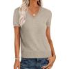 imageANRABESS Womens Wool Blend Tops Short Sleeve V Neck Soft Business Dressy Casual Pullover Sweater 2025 Trendy OutfitsAlmond