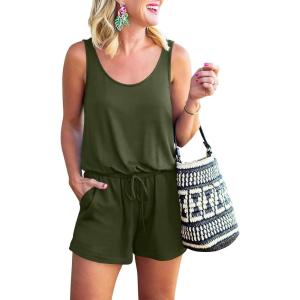 imageANRABESS Womens Rompers Casual Dressy Sleeveless One Piece Shorts Jumpsuit Loose 2025 Summer Vacation Outfits ClothesDeep Green