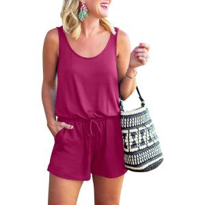 imageANRABESS Womens Rompers Casual Dressy Sleeveless One Piece Shorts Jumpsuit Loose 2025 Summer Vacation Outfits ClothesHot Pink