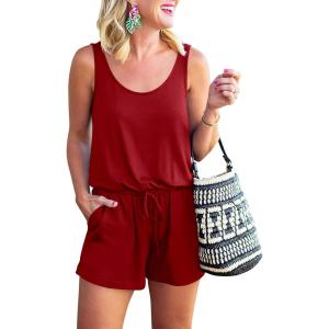 imageANRABESS Womens Rompers Casual Dressy Sleeveless One Piece Shorts Jumpsuit Loose 2025 Summer Vacation Outfits ClothesRed