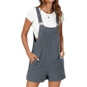 imageANRABESS Womens Short Overalls Summer Adjustable Strap Loose Fit Bib Shortalls Romper Travel Vacation ClothesGray